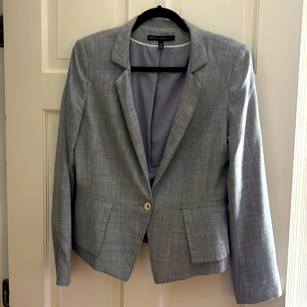 WHBM grey lined peplum flirty blazer size 10 🛍